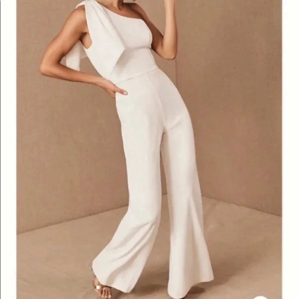Anthropologie BHLDN Windham Wide-Leg Formal Jumpsuit White 2